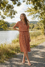 Women's lightweight floral midi dress, back view