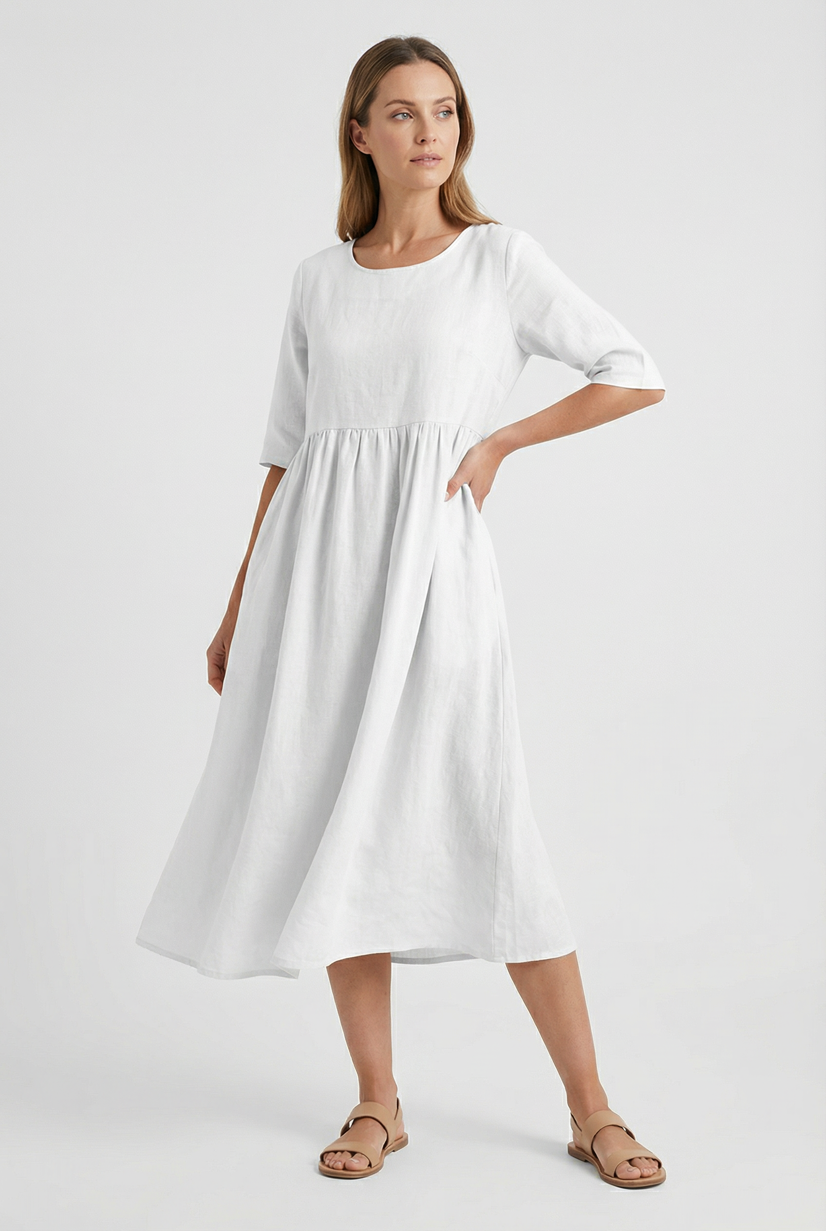 Women's casual loose fit dress, fabric texture close-up