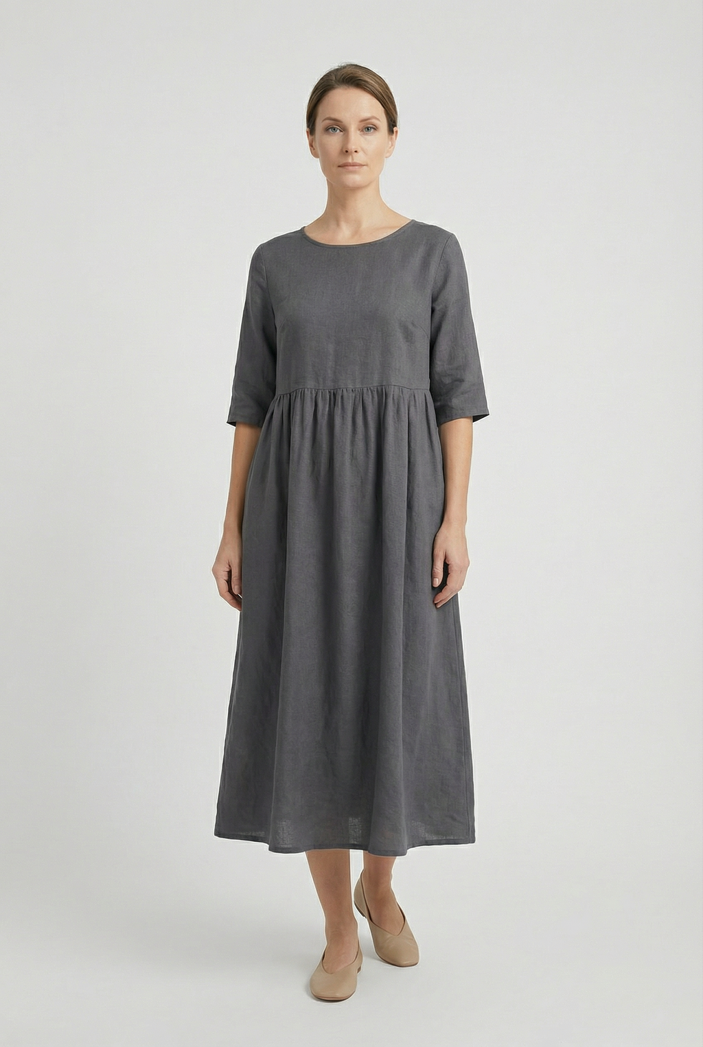 Women's casual midi dress, back view