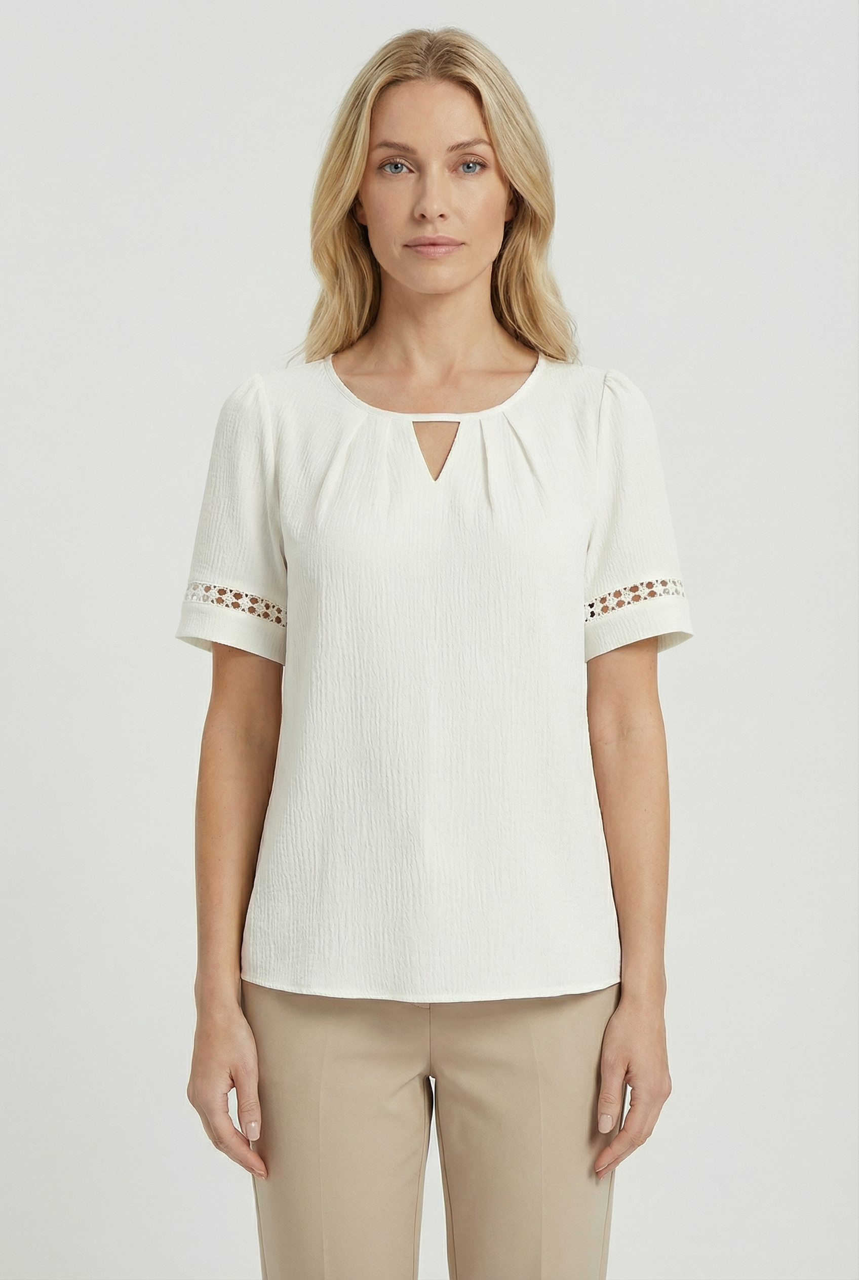 Women's Cotton Lace Up Short Sleeve Top