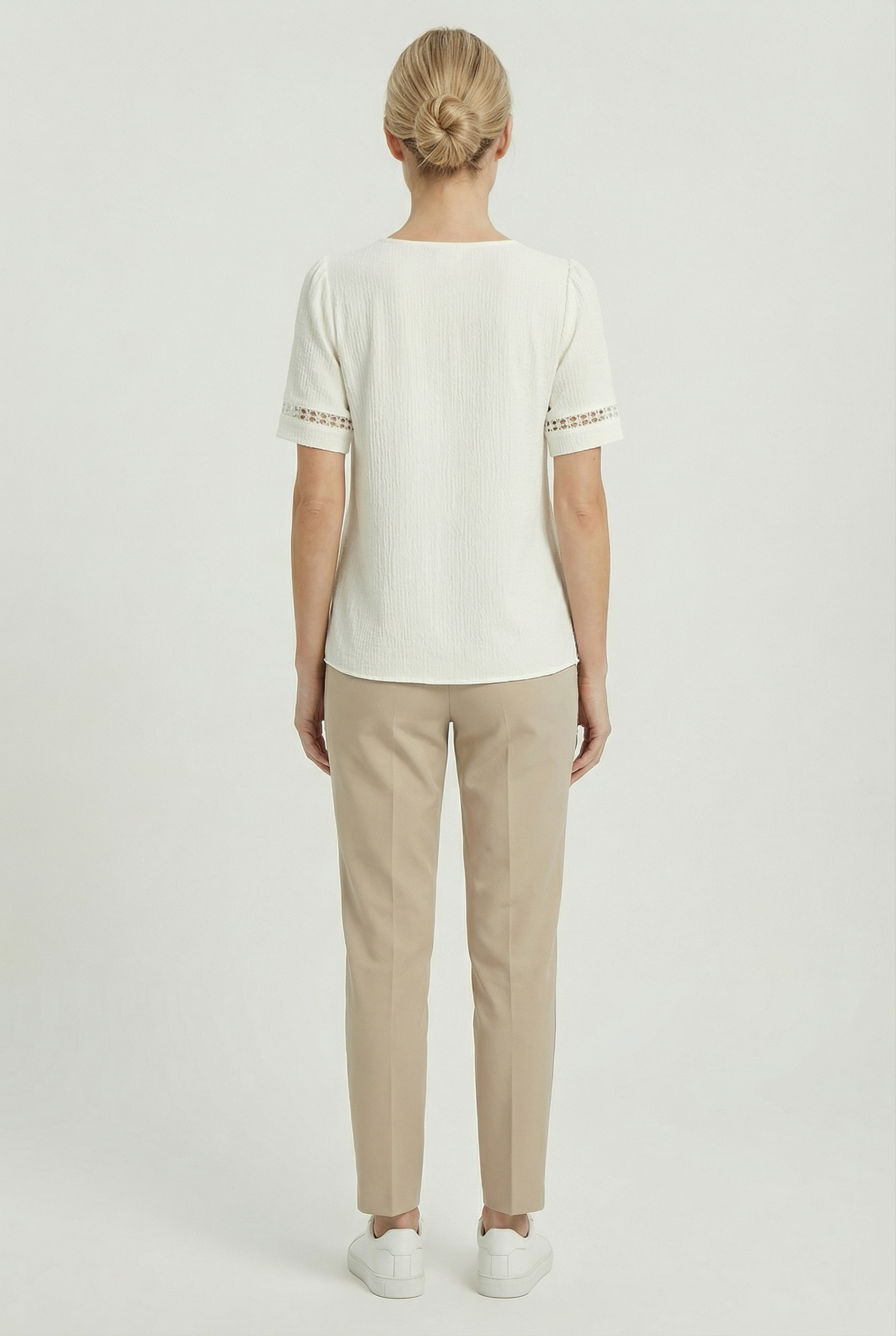 Women's Cotton Lace Up Short Sleeve Top