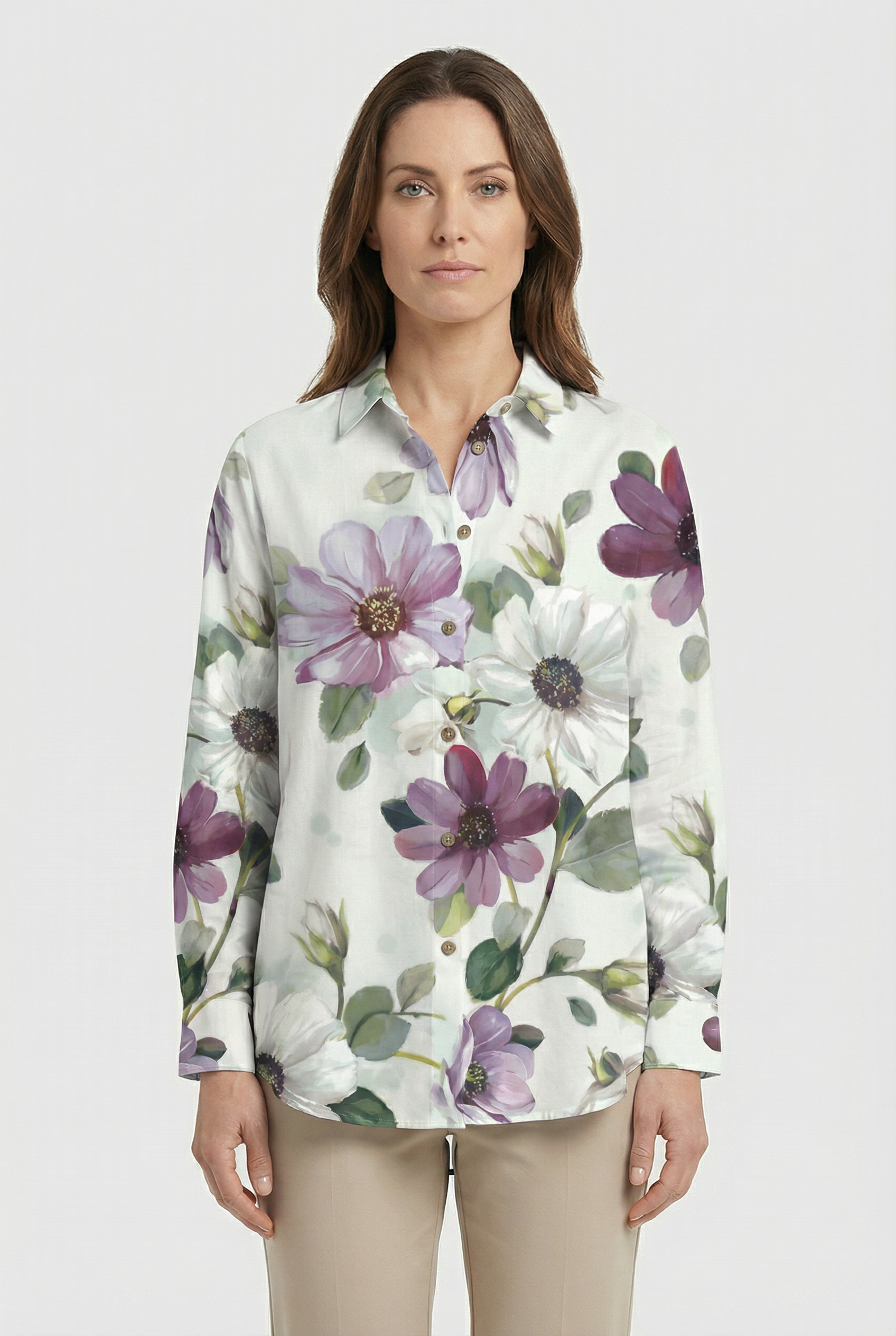 Women's Lightweight Fabric Floral Shirt - Relaxed Fit for Everyday Wear