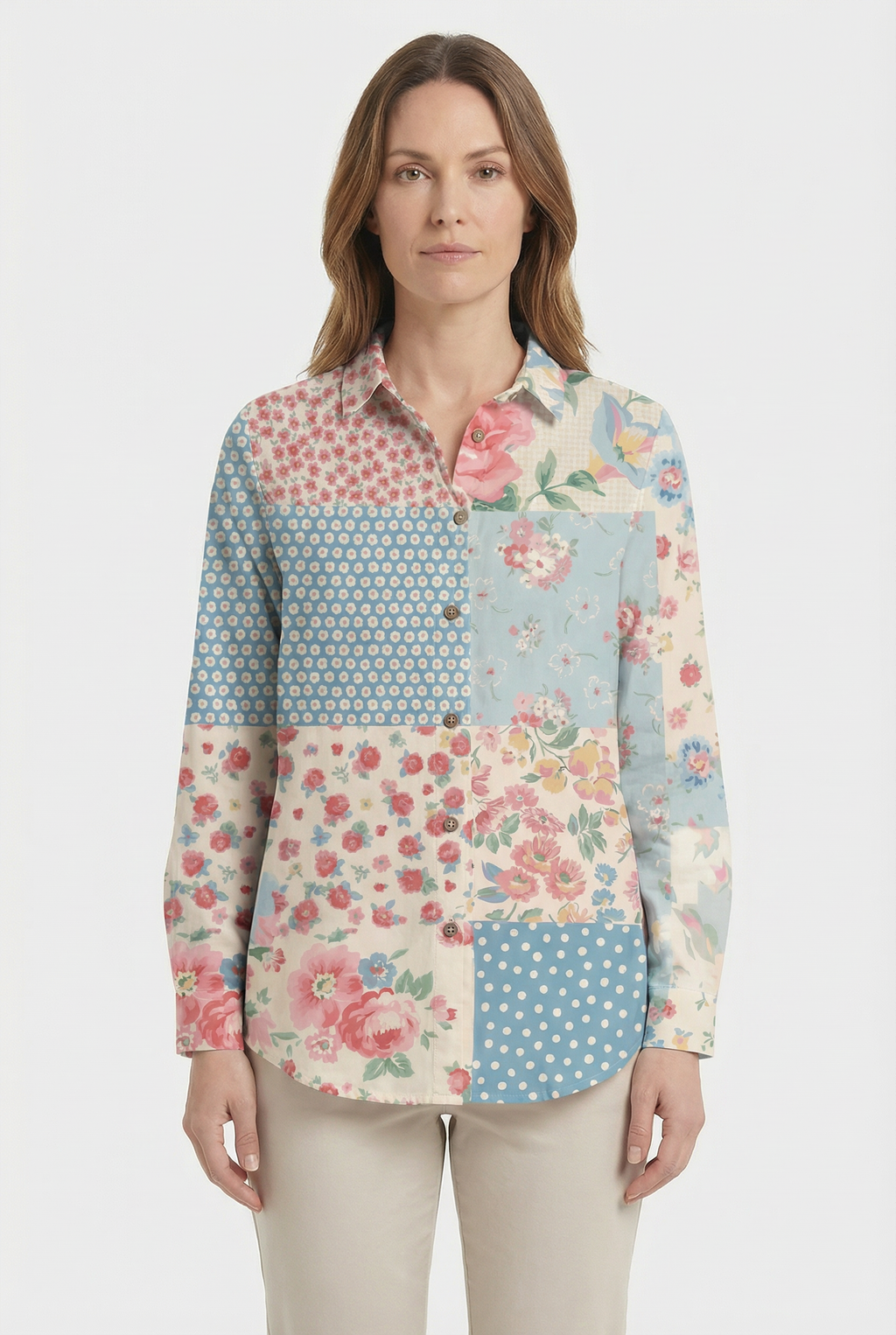 Women's Lightweight Fabric Floral Shirt - Relaxed Fit for Everyday Wear