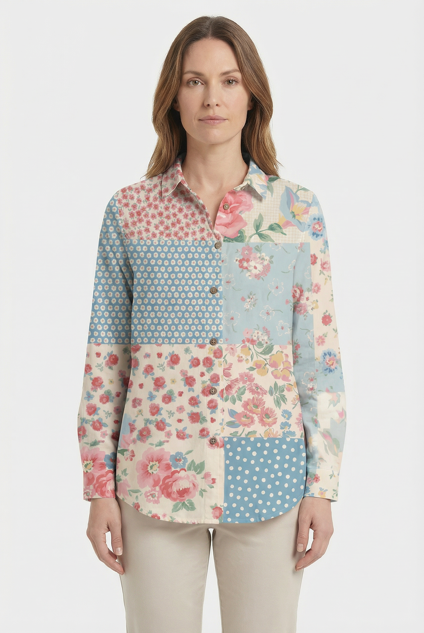 Women's Lightweight Fabric Floral Shirt - Relaxed Fit for Everyday Wear