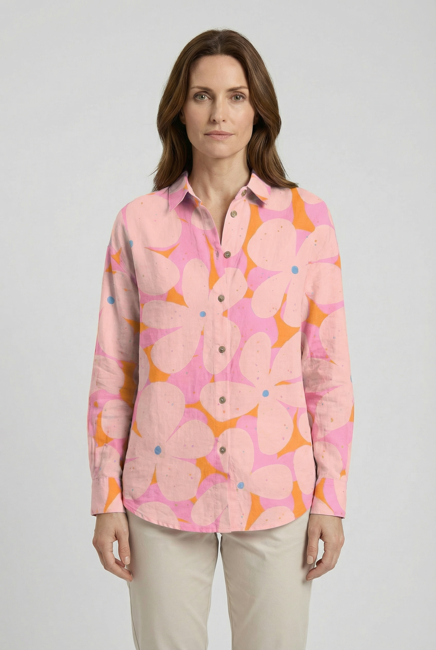 Women's Lightweight Fabric Floral Shirt - Relaxed Fit for Everyday Wear