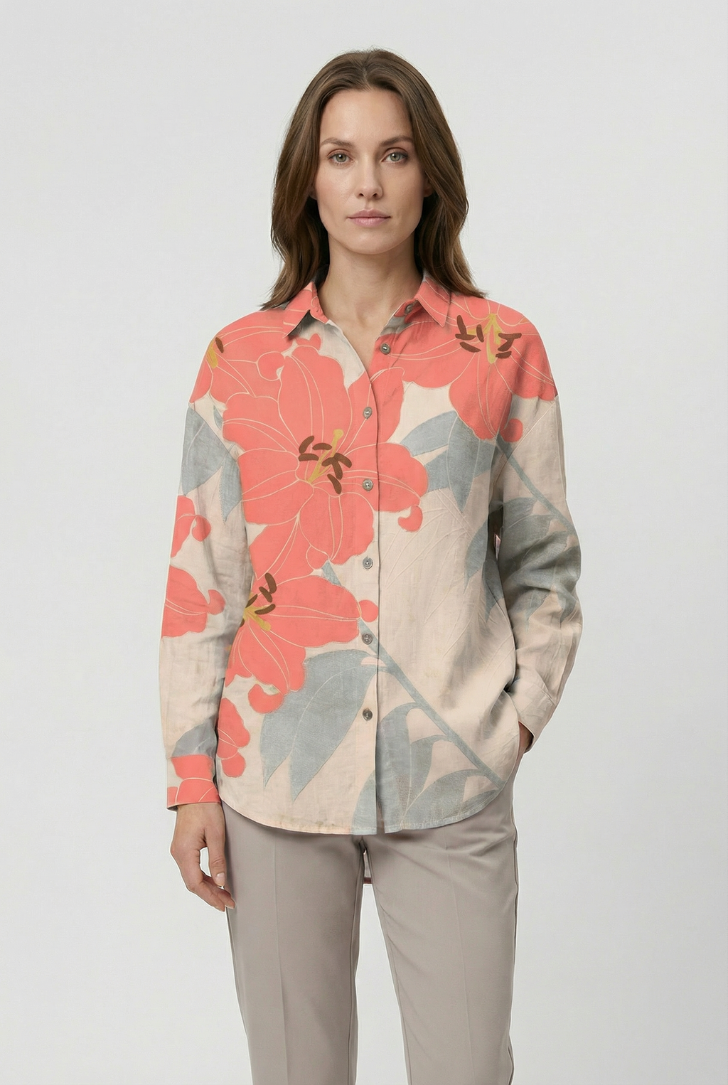 Women's Lightweight Fabric Floral Shirt - Relaxed Fit for Everyday Wear