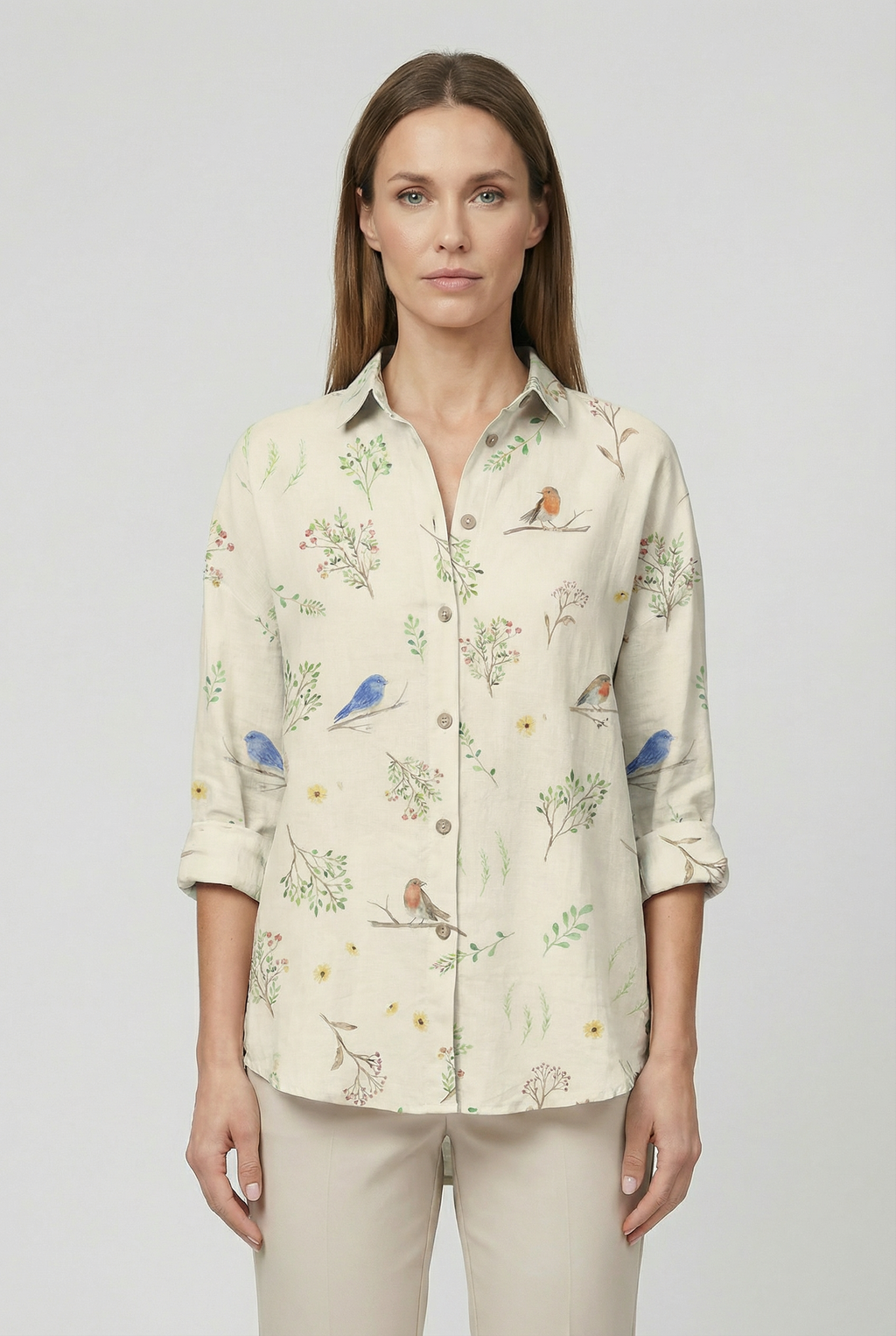 Women's Lightweight Fabric Floral Shirt - Relaxed Fit for Everyday Wear