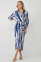 Women's wrap midi dress in alternate print, front view