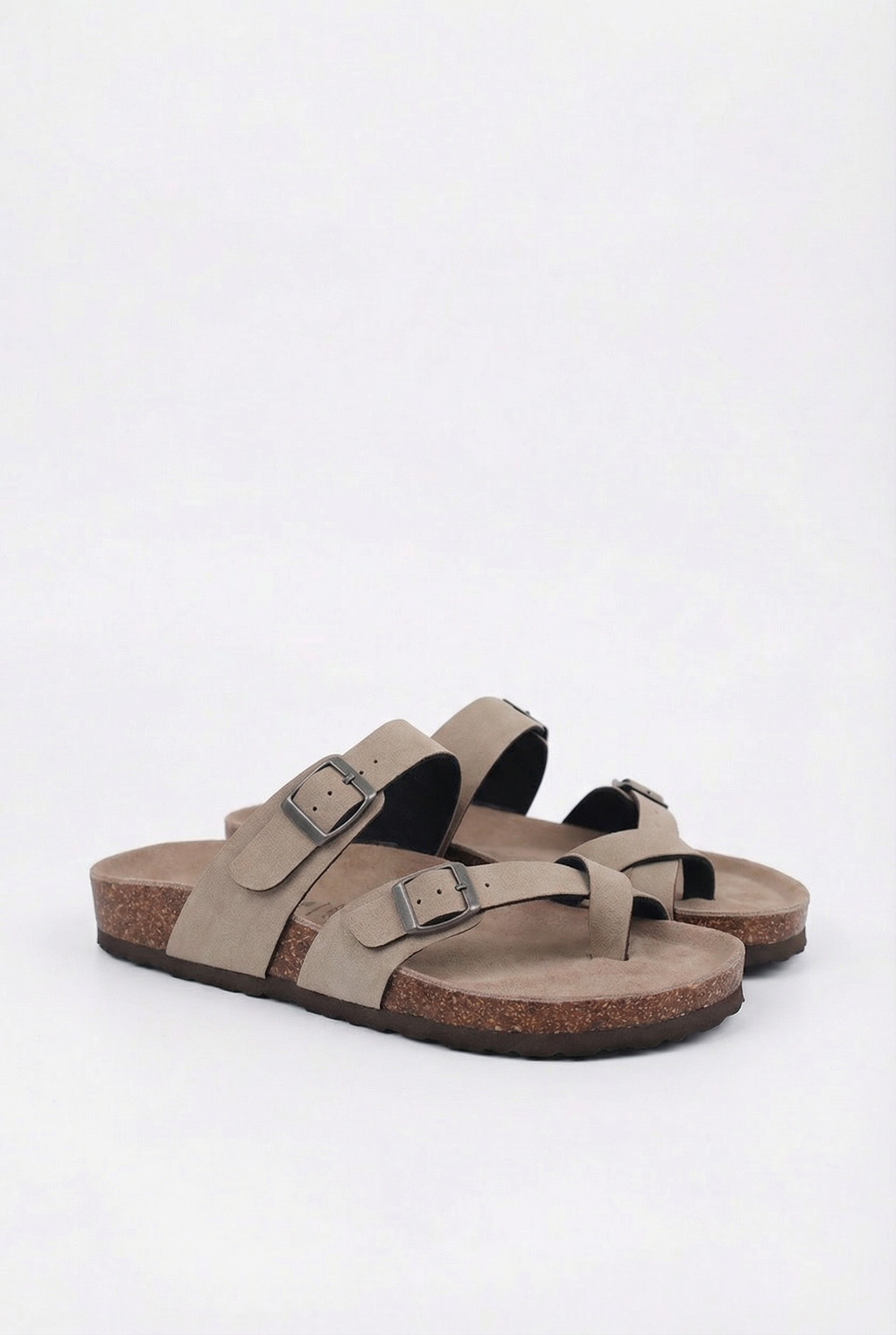 Women's suede slippers, sole view showing non-slip outsole