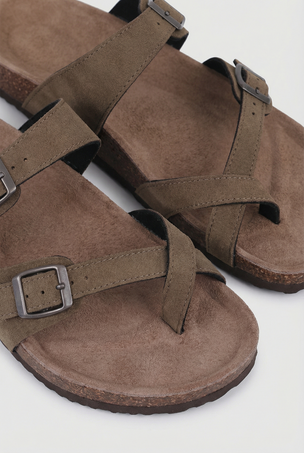 Women's suede mule slippers styled casually, full length