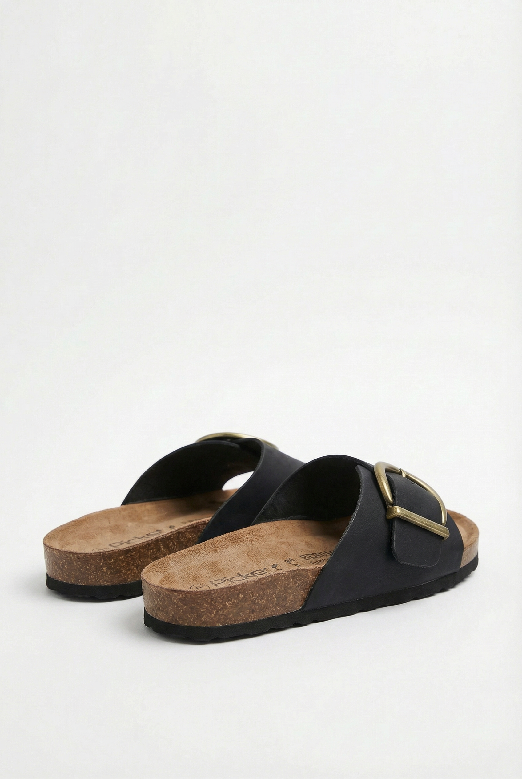 Women's Cork Slippers with Buckle Strap and Open Toe Design