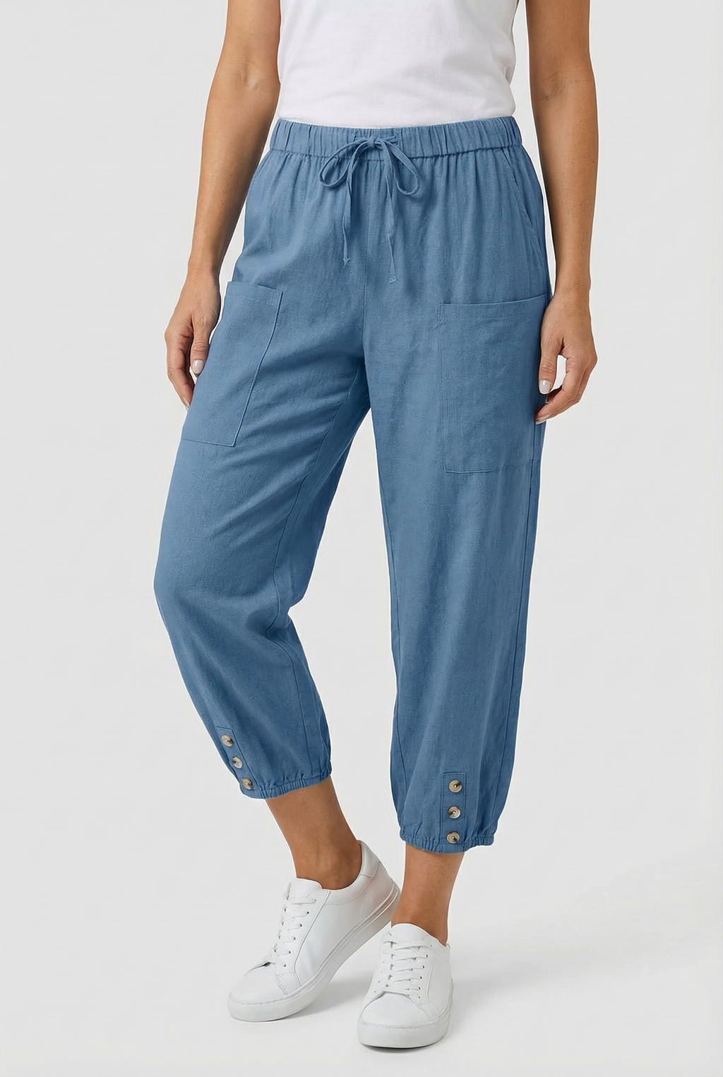 Women's High Waist Cotton Trousers – Comfortable Casual Fit