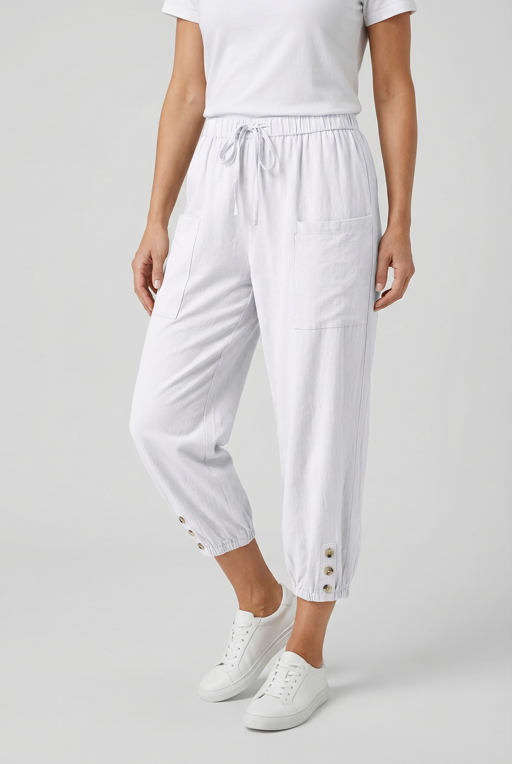 Women High Waist Cotton Pants - Comfortable Fit