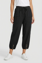Women's high waist cotton trousers, relaxed casual styling