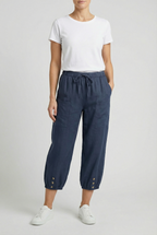 Women's high waist cotton trousers in comfortable fit, front view