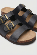 Women's memory foam slide sandals, top-down view