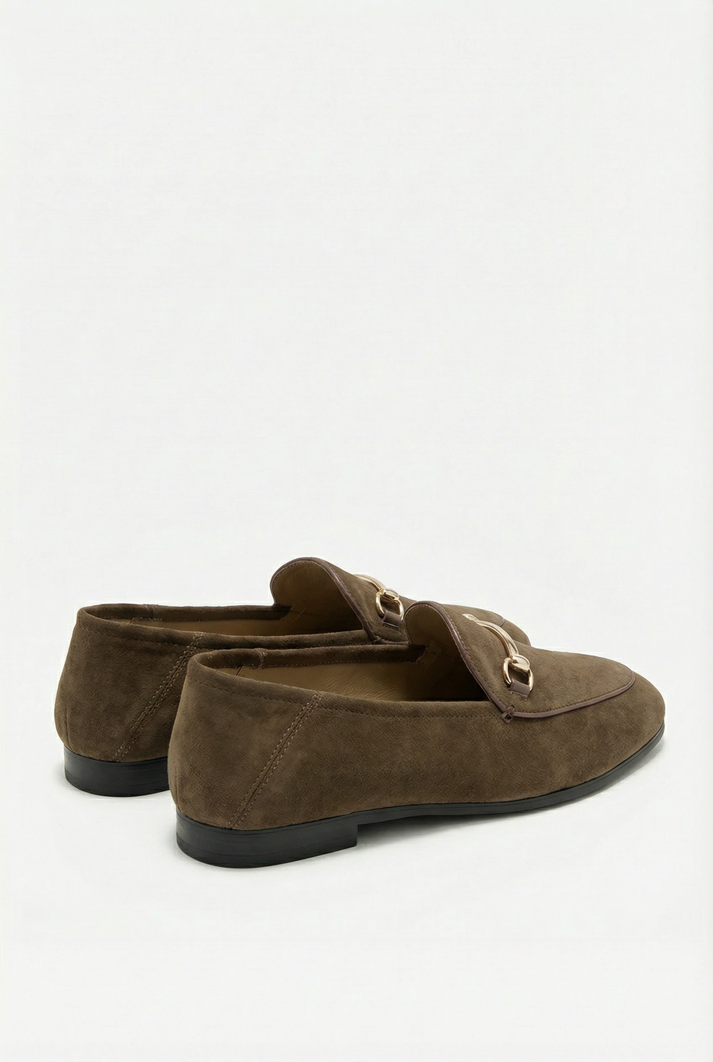 Women's Suede Loafers - Sheepskin Lining and Metal Decoration