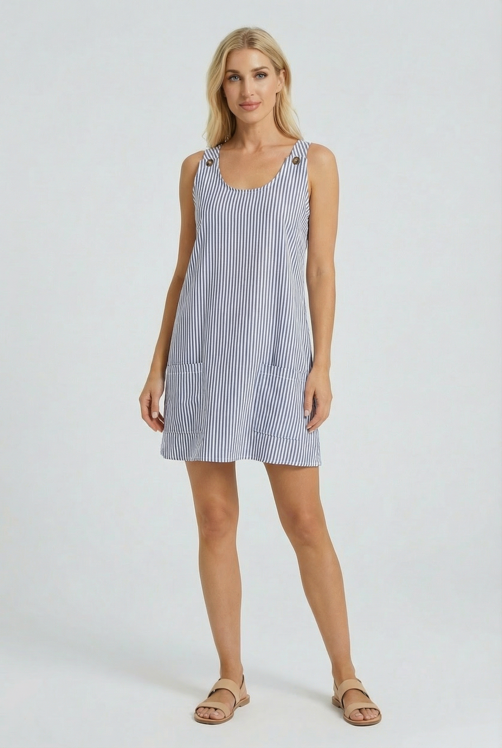 Women's Sleeveless Mini Dress with Pockets