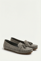 Women's bow detail loafers, top-down view