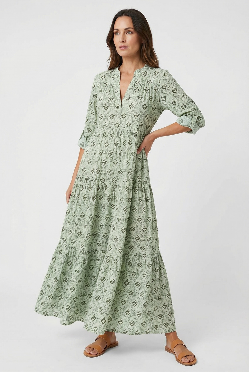 Women's loose cotton blend maxi, casual beach styling