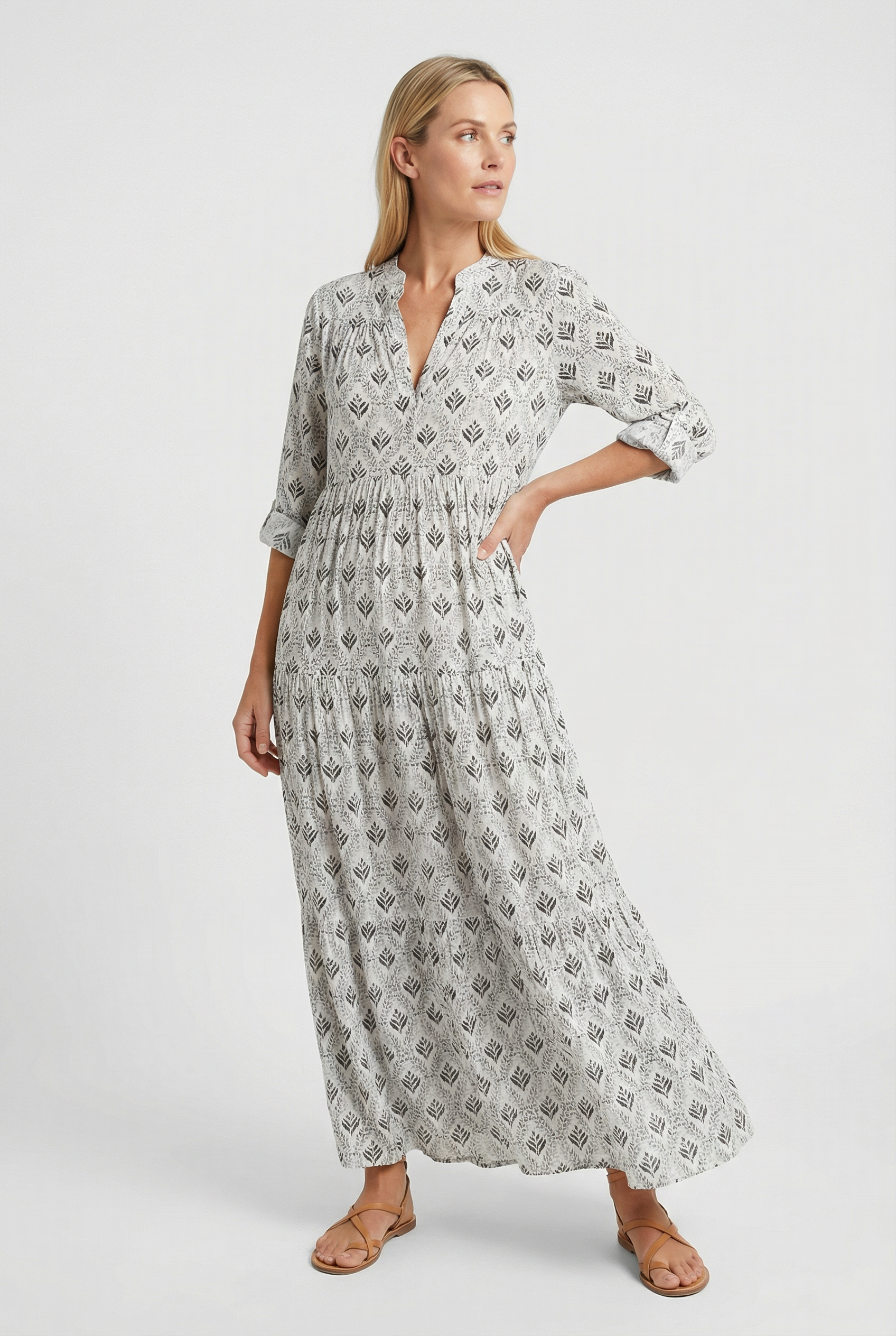 Women's summer V-neck maxi, additional colour option full length