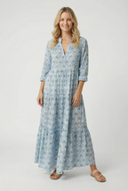 Women's cotton blend maxi dress, back view