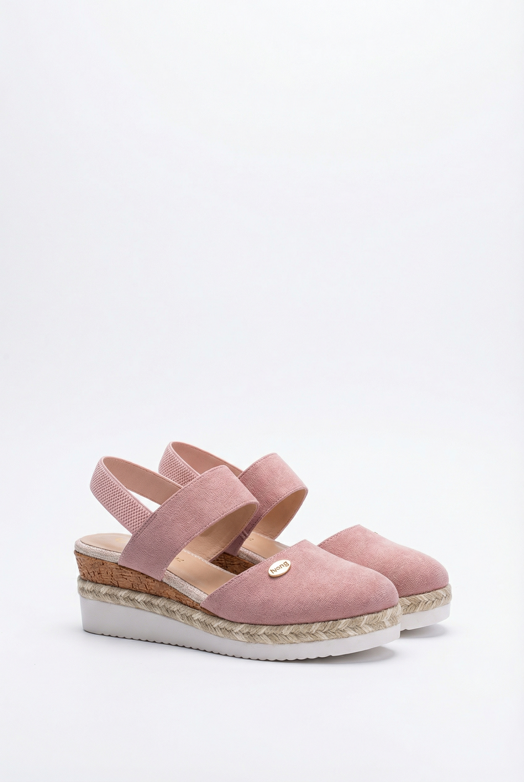 Women's wedge sandals, close-up of espadrille sole texture