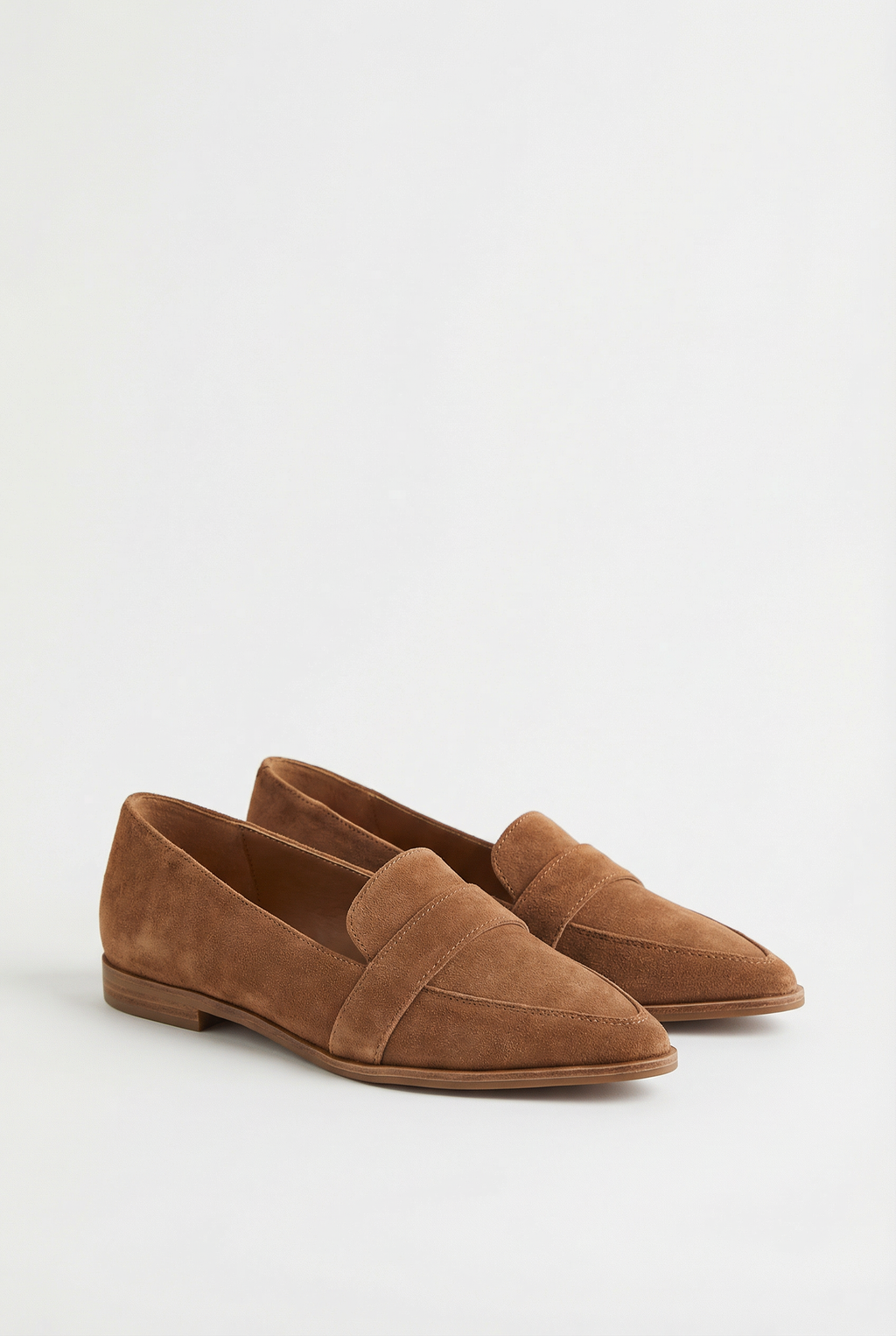 Women's soft suede loafers with cushioned insole, front view