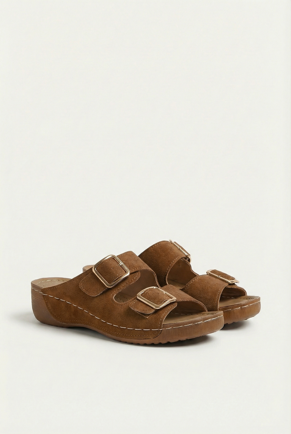 Women's casual summer sandals with wedge heel, angled view