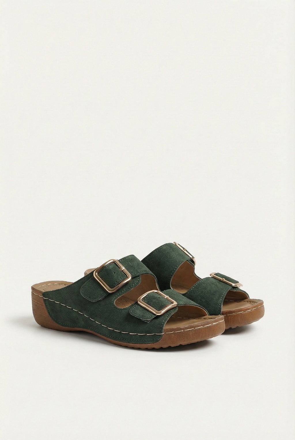 Women's casual open toe sandals, back view showing heel
