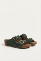 Women's casual open toe sandals, back view showing heel