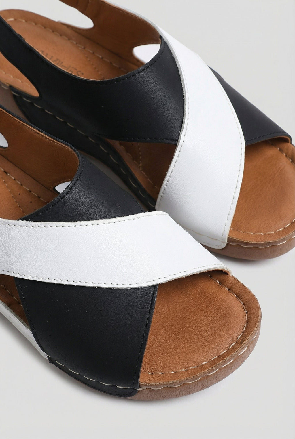 Women's vegan leather sandals with adjustable slingback, full length