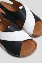 Women's vegan leather sandals with adjustable slingback, full length