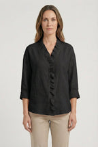 Women's long sleeve ruffle blouse, alternate colour option