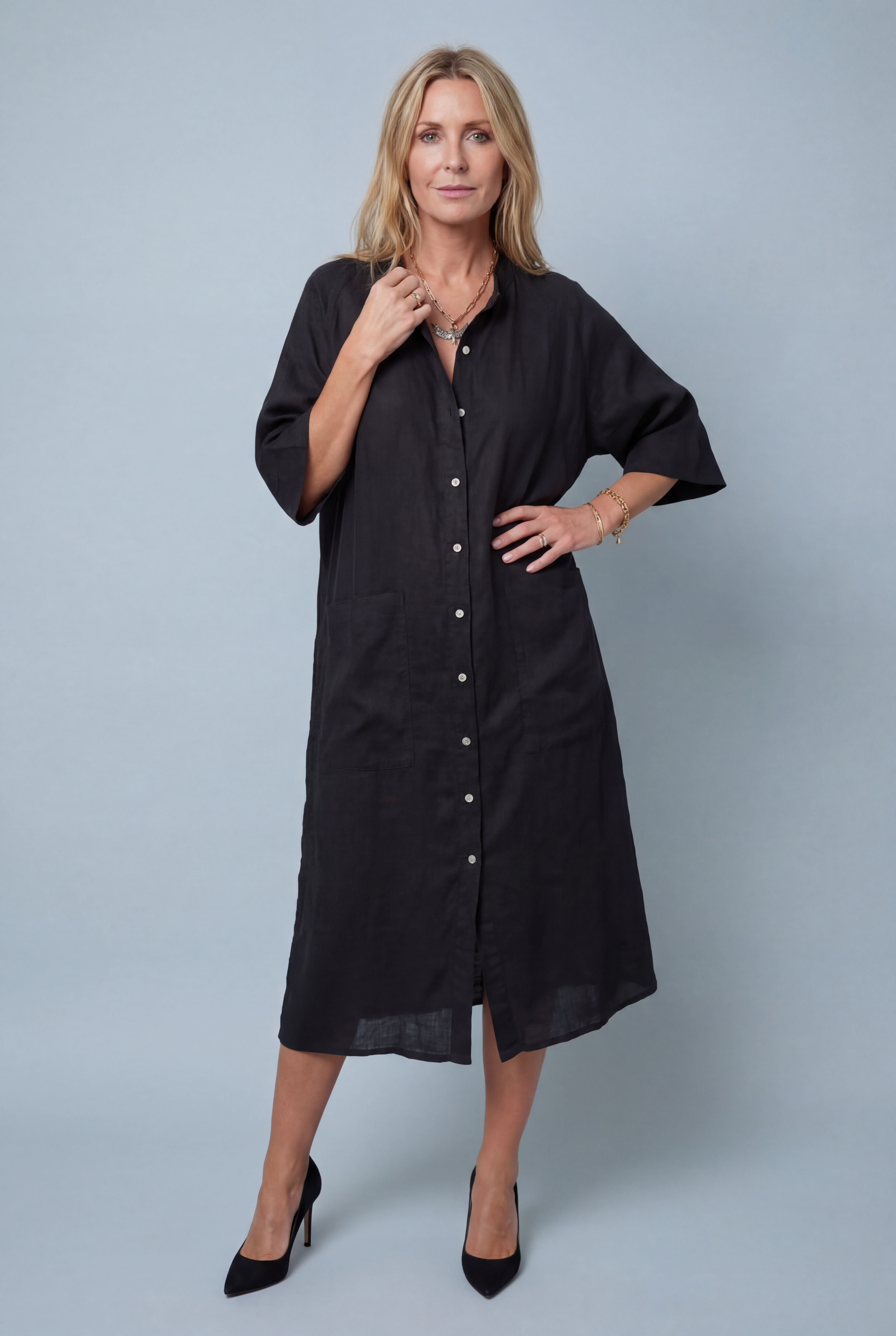 Women’s Oversized Boho Midi Shirt Dress