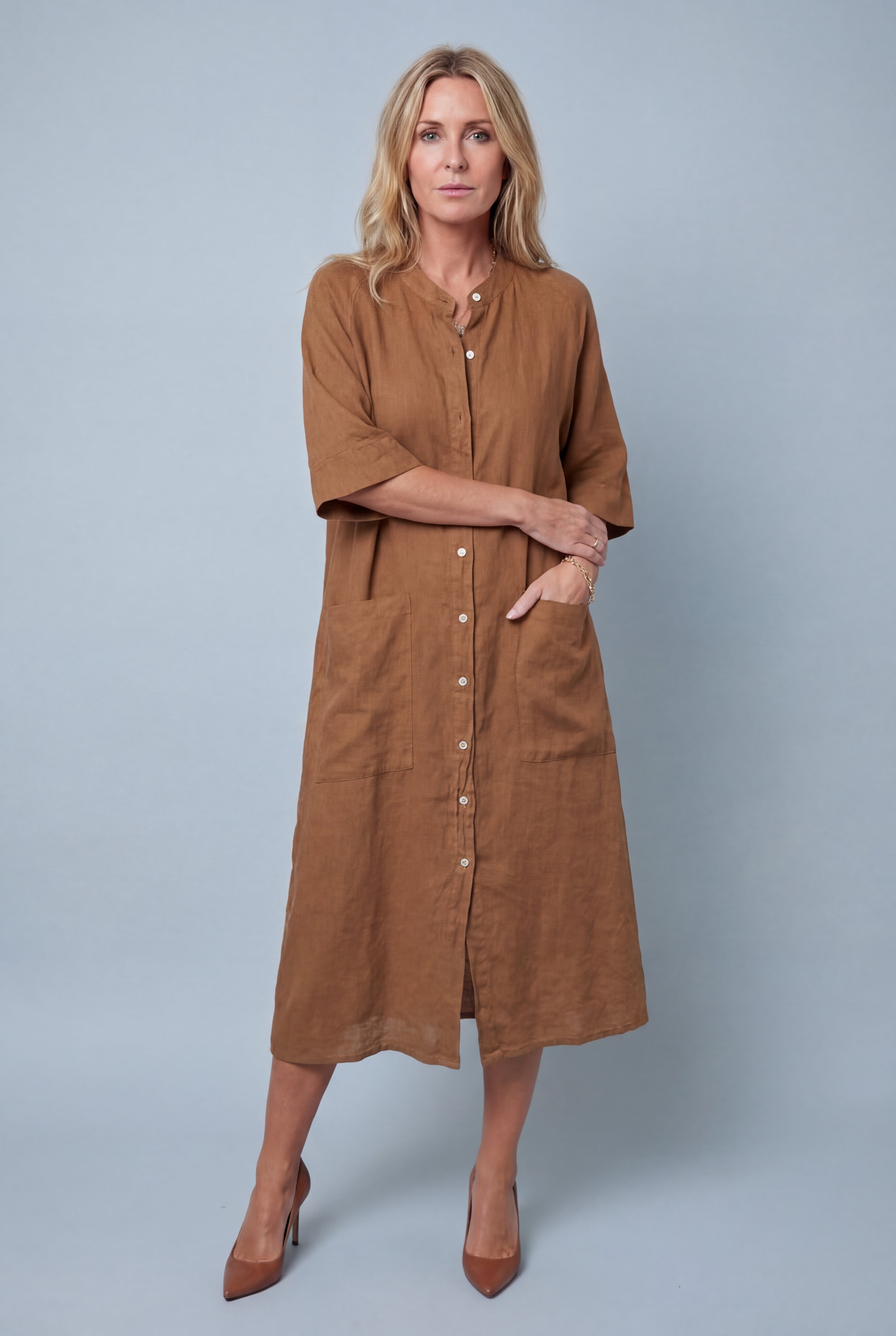 Women’s Oversized Boho Midi Shirt Dress