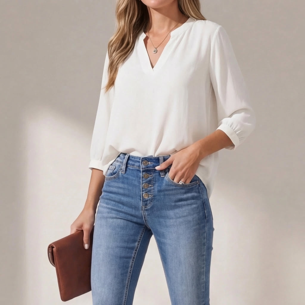 High-Waist Denim Flare Trousers