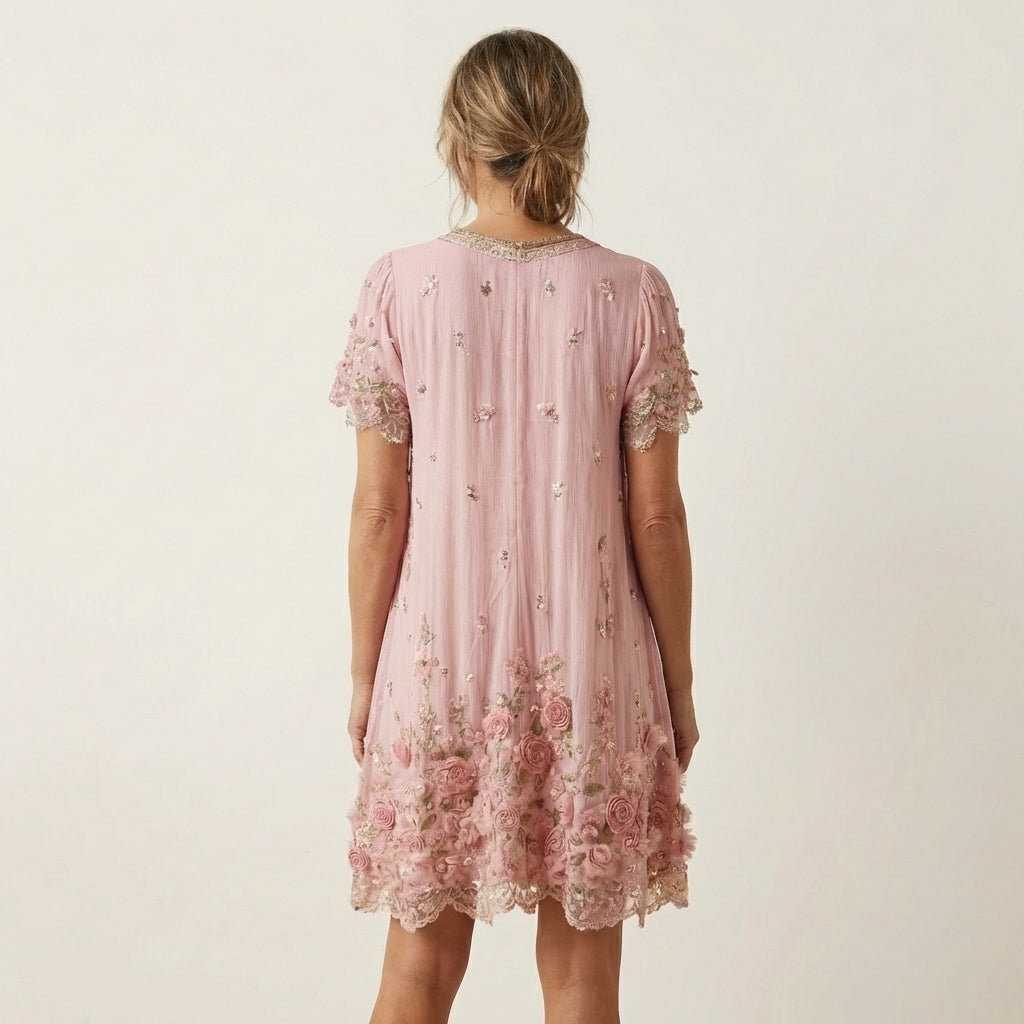 Floral embroidered midi dress, lifestyle view