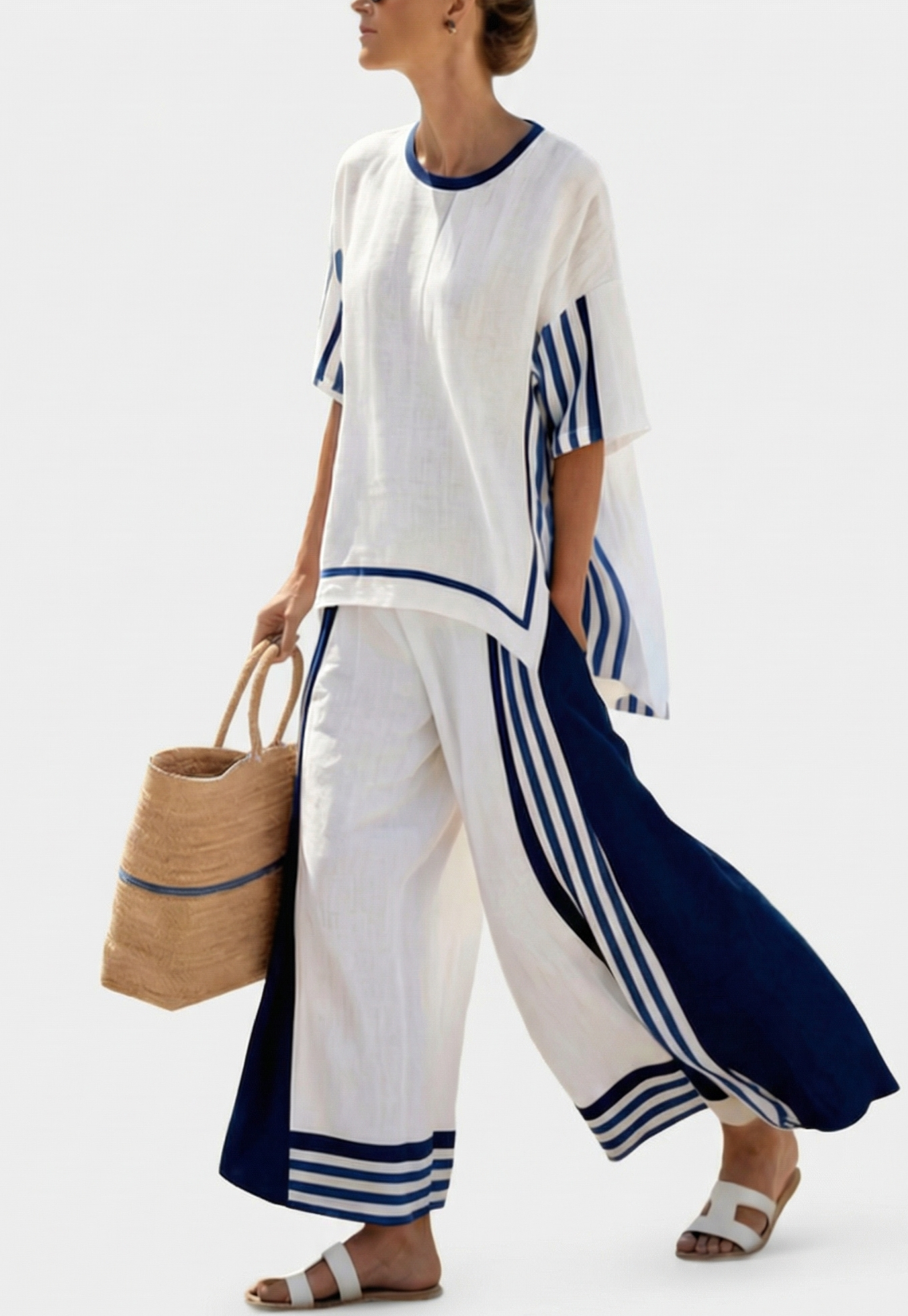 Linen cotton co-ord set front view | Alba Muse