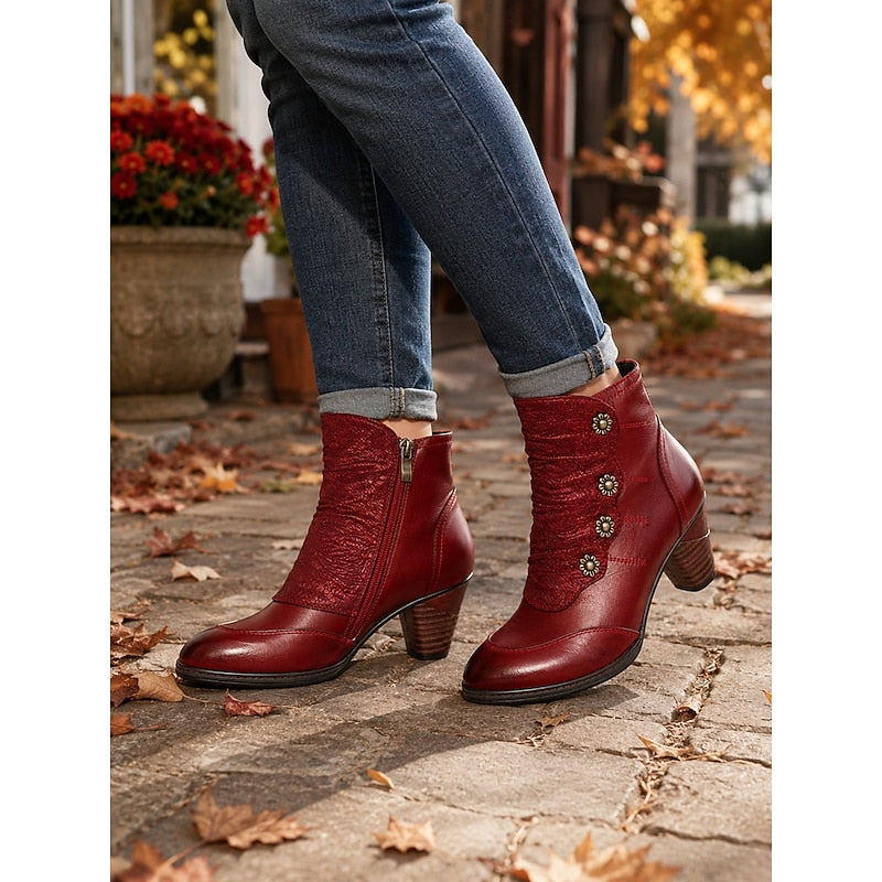 Wine Ankle Boots