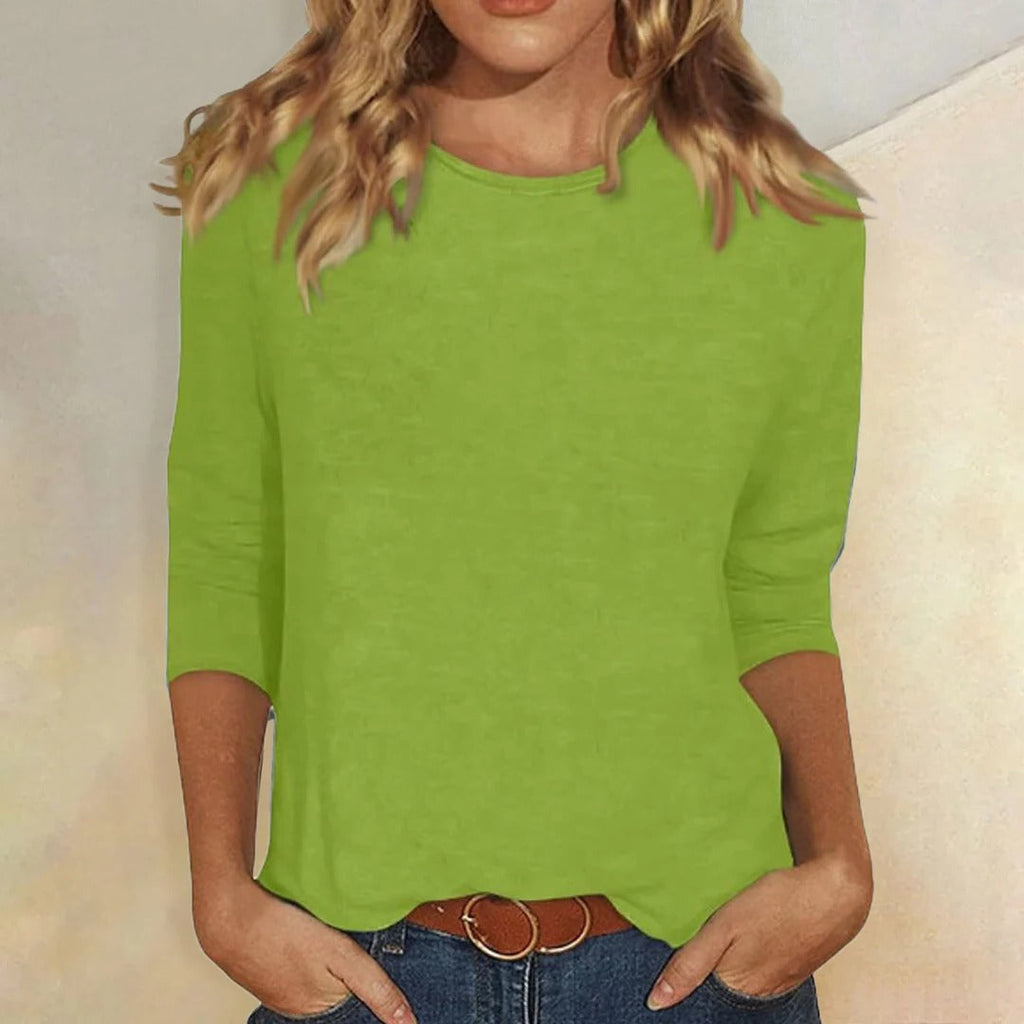 Crew Neck 3/4 Sleeve Relaxed Fit Top