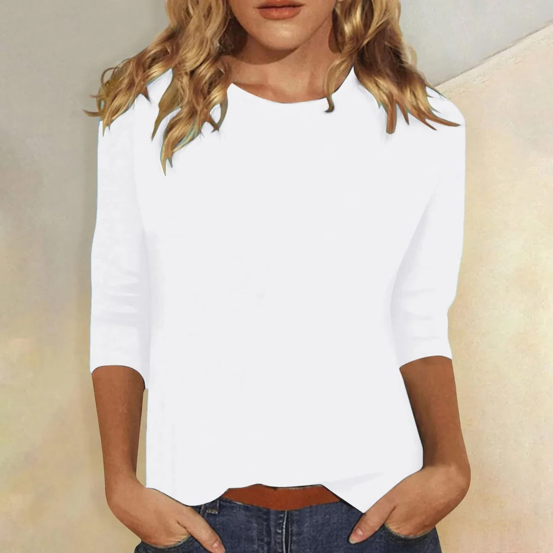 Crew Neck 3/4 Sleeve Relaxed Fit Top