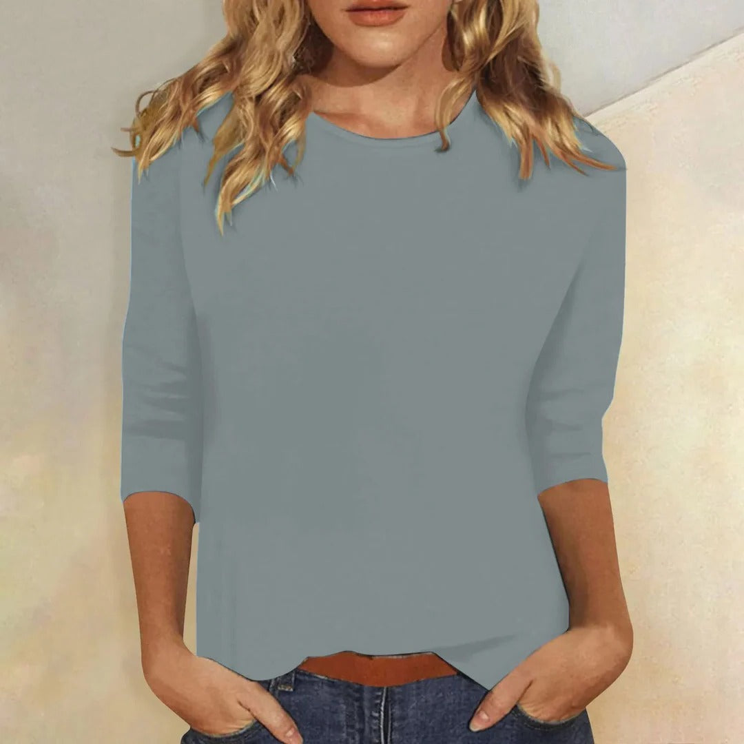 Crew Neck 3/4 Sleeve Relaxed Fit Top