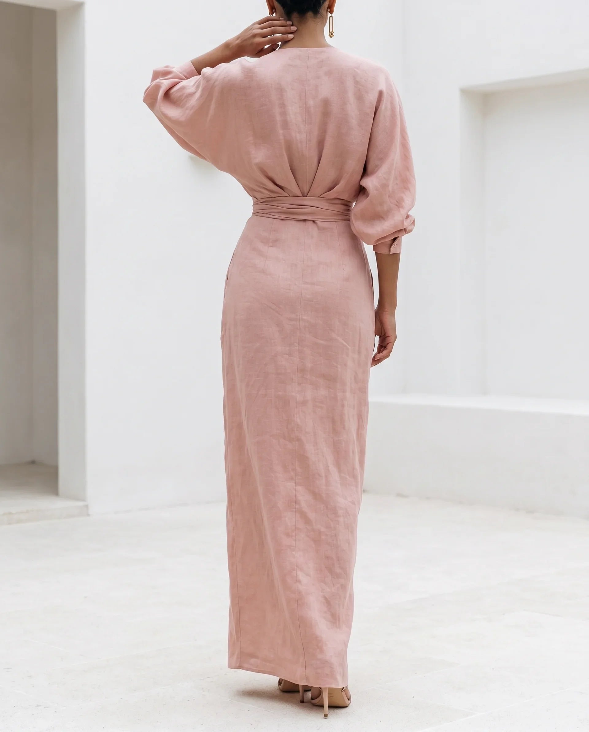 Deep V-neck maxi dress evening occasion | Alba Muse