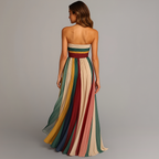 Strapless structured bodice pleated maxi dress – skirt detail