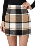 Deep Khakis Wool Plaid Bodycon Pencil Skirt, front view