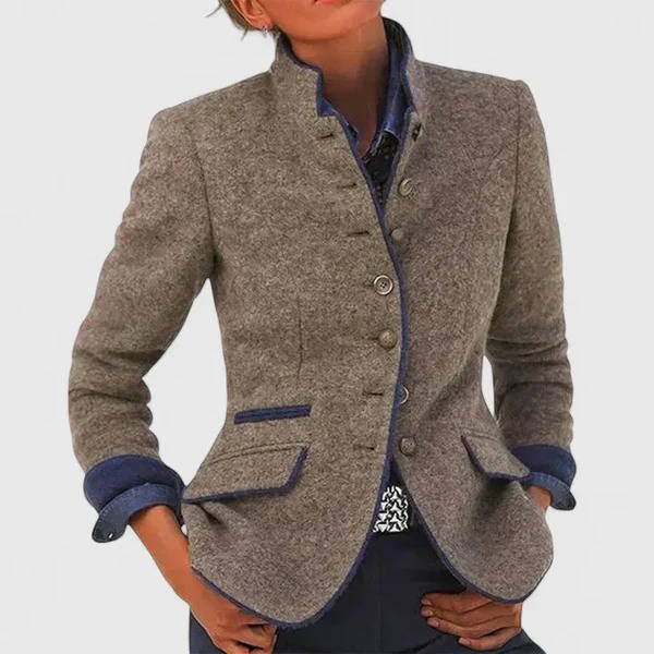 Grey Wool Blend Blazer