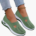 Women's orthopaedic slip-on trainers front view army green