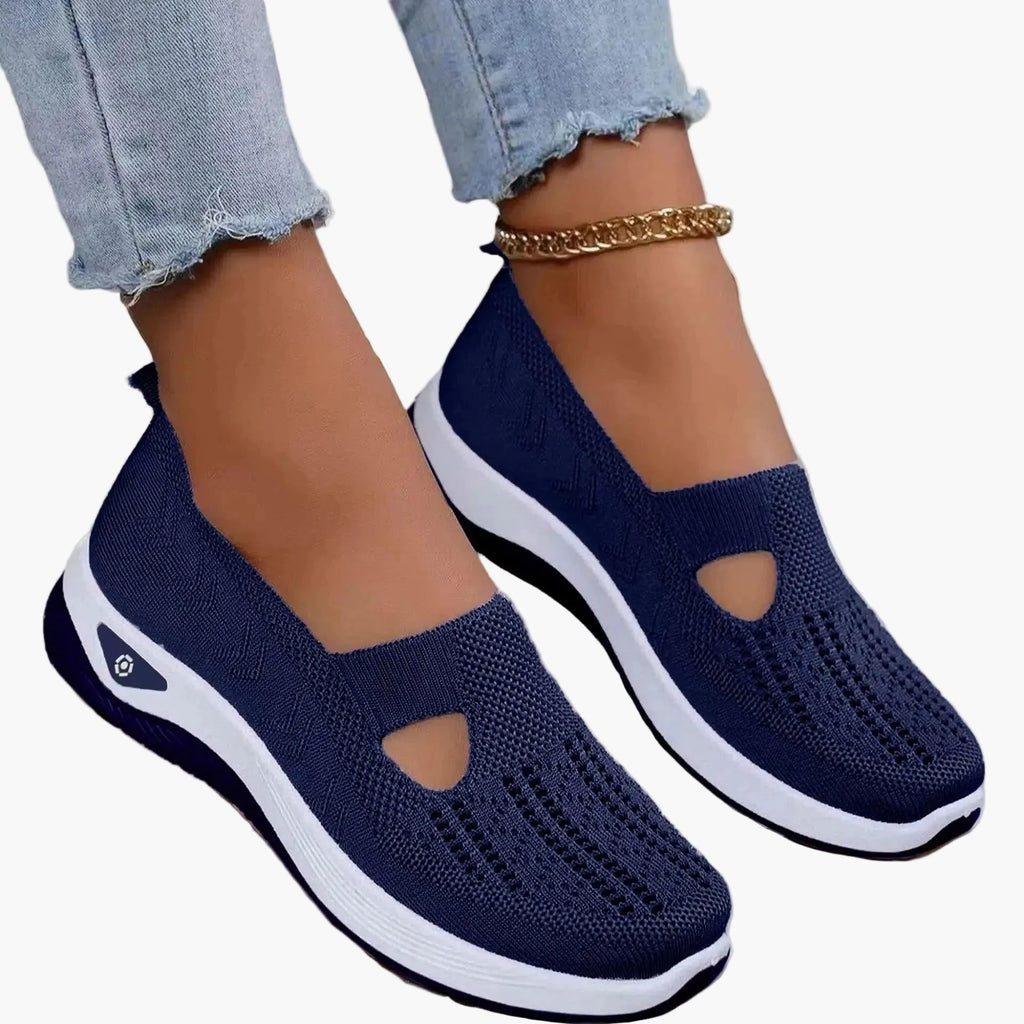Non-slip sole detail close-up slip-on trainers