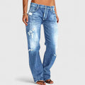 Vintage Distressed Bootcut Jeans — worn on model